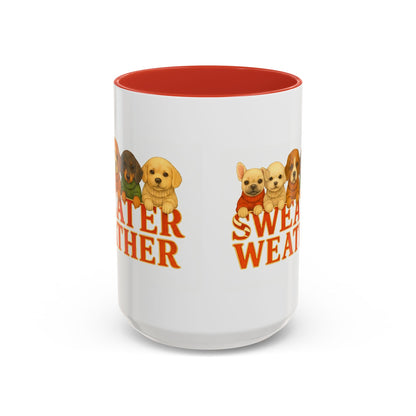 Sweater Weather Mug — Cute Puppies in Sweaters Accent Coffee Mug (150z) - Chubby Little Cheeks Co.