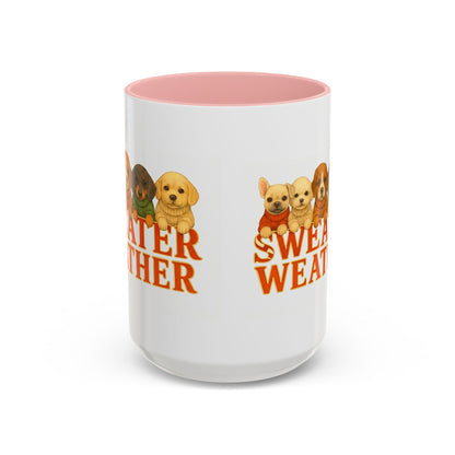 Sweater Weather Mug — Cute Puppies in Sweaters Accent Coffee Mug (150z) - Chubby Little Cheeks Co.