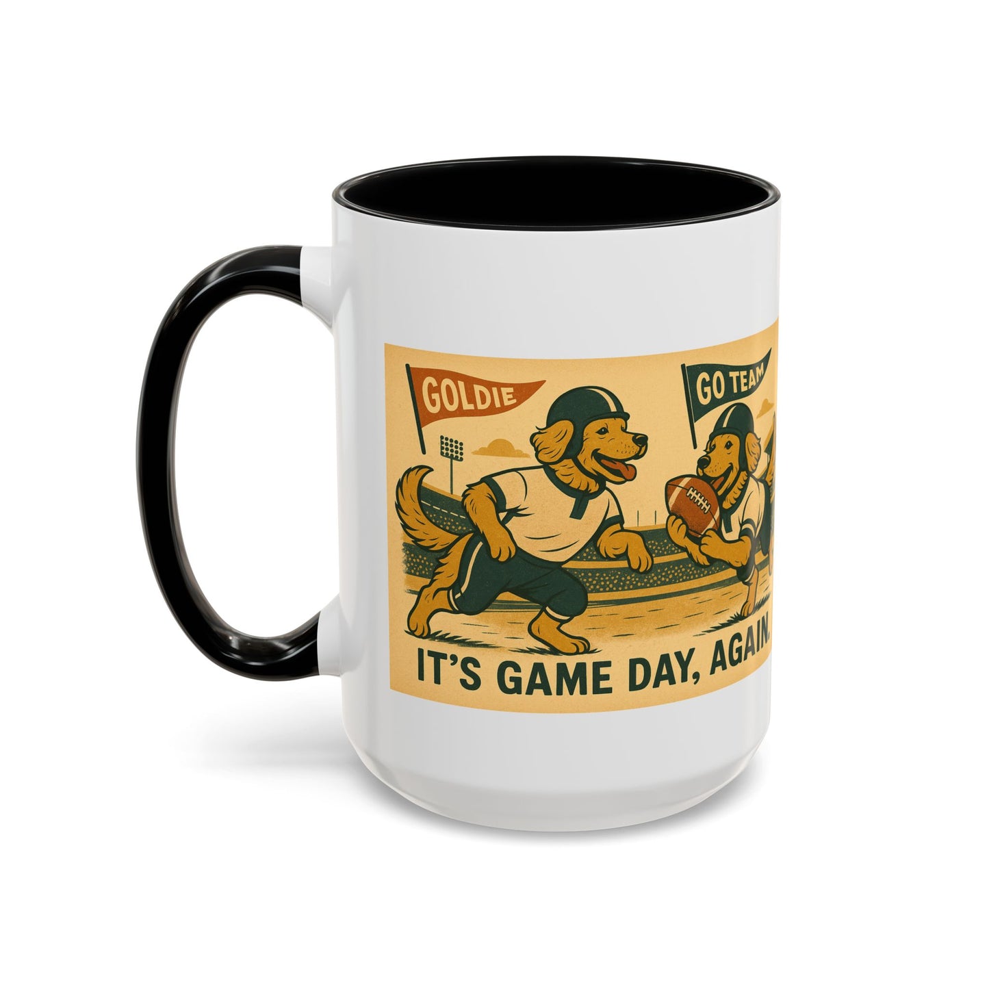 Game Day Golden Retrievers Vintage Football Mug - Chubby Little Cheeks Co.