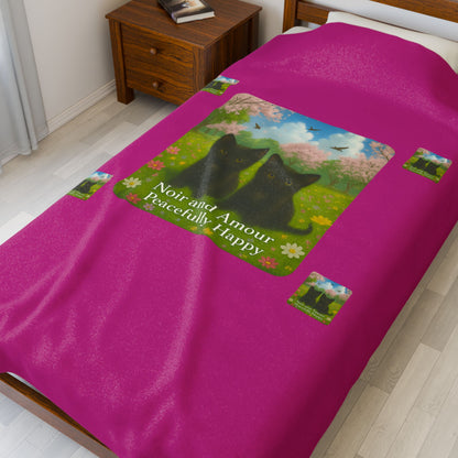 Noir and Amour Peacefully Happy - Velveteen Blanket