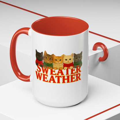 Sweater Weather Mug — Cute Kittens in Sweaters Accent Coffee Mug (150z) - Chubby Little Cheeks Co.
