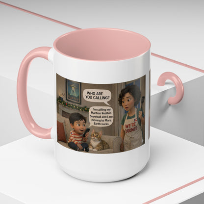 Cat Accent Coffee Mug —“We're Doomed” Funny Asian Mom and Son/Parenting Gift - Chubby Little Cheeks Co.