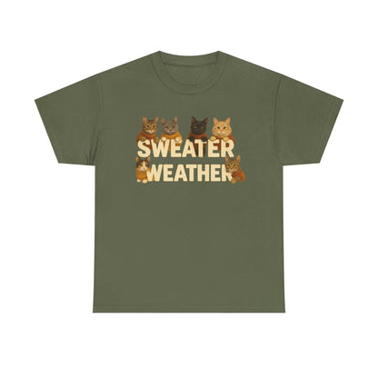 Sweater Weather Cat Tee, Cute Fall Apparel - Chubby Little Cheeks Co.