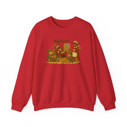 Santa Is Tipsy,(Blk)Mrs. Claus Is Not Amused Christmas Unisex Sweatshirt | Maine Coon and Tabby.