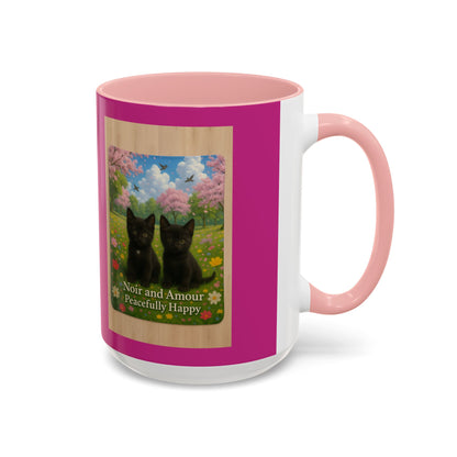 Noir and Amour Peacefully Happy - Black Cat Coffee Mug