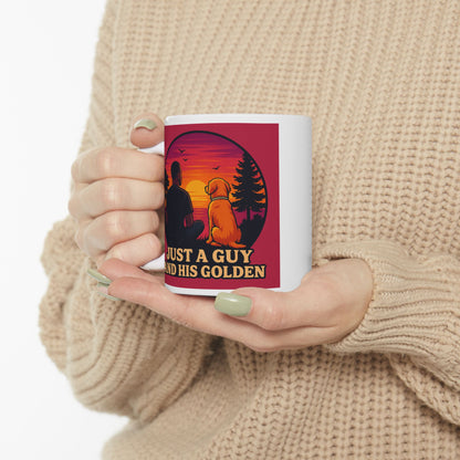 Just A Guy And His Golden Sunset Ceramic Mug - Chubby Little Cheeks Co.