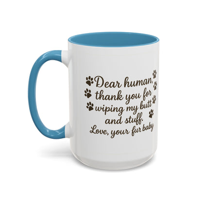 "Dear human, thank you for wiping my butt and stuff" Paw Print Pet Gift