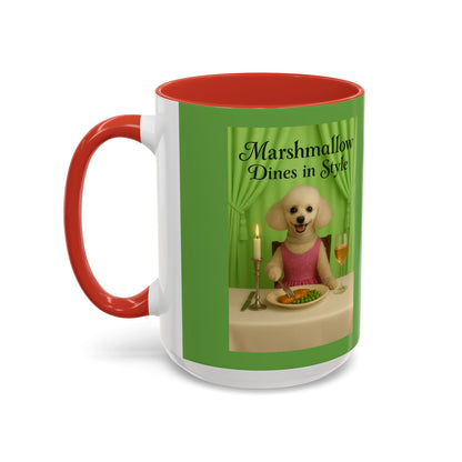 Marshmallow Does The Tango Coffee Mug — Cute Dancing Dog Accent Mug (11/15oz)