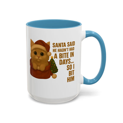 Orange Kitten Christmas Mug - Santa Bite Quote