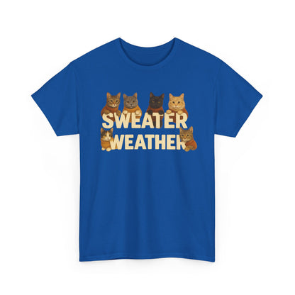 Sweater Weather Cat Tee, Cute Fall Apparel - Chubby Little Cheeks Co.