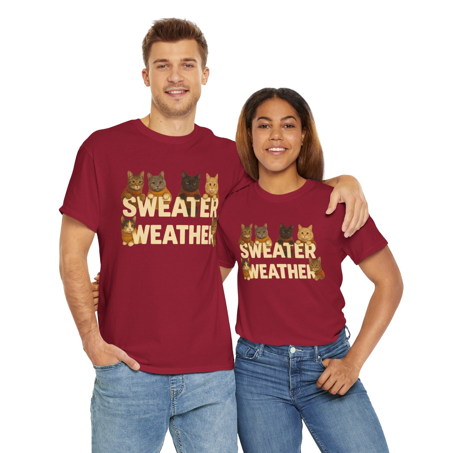 Sweater Weather Cat Tee, Cute Fall Apparel - Chubby Little Cheeks Co.