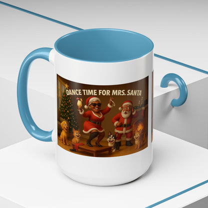 "Dance Time for(Blk) Mrs. Santa" Festive Holiday Mug (15oz)