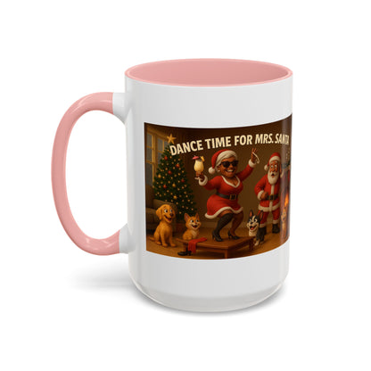 "Dance Time for(Blk) Mrs. Santa" Festive Holiday Mug (15oz)