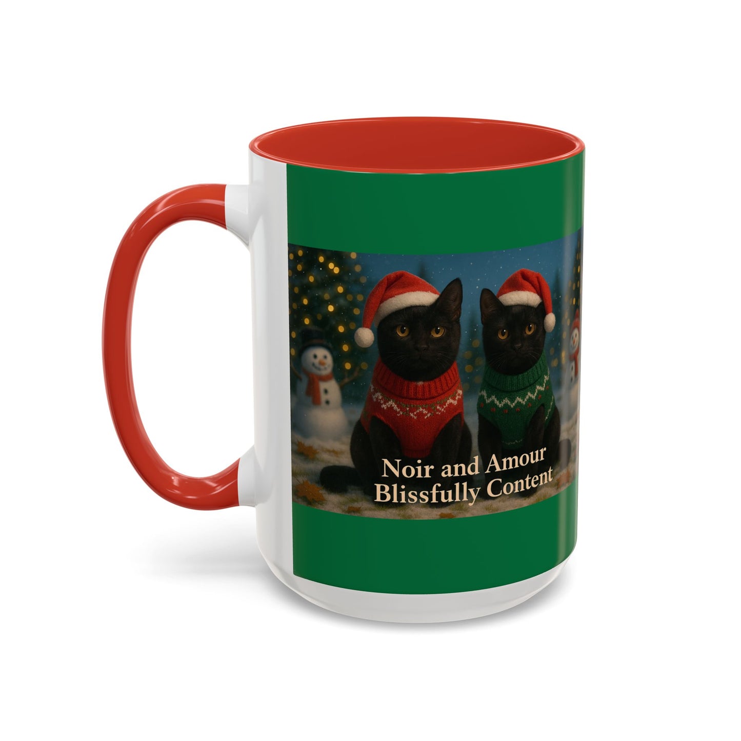 Christmas Black Cat Mug - Noir and Amour