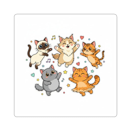 Cute Dancing Cats Kiss-Cut Sticker — Playful Kitten Sticker Sheet for Laptops, Journals & Gifts - Chubby Little Cheeks Co.