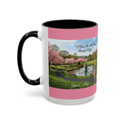 Peace Be Still Accent Coffee Mug — Pink Scenic Garden 11/15oz - Chubby Little Cheeks Co.