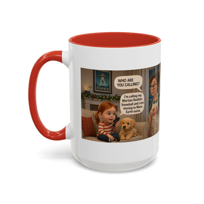 Dog Accent Coffee Mug — Funny "We're Doomed" Cartoon White Mom and Daughter Coffee Cup (15oz) - Chubby Little Cheeks Co.