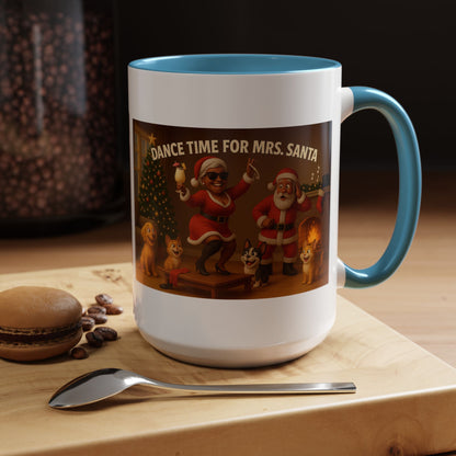 "Dance Time for(Blk) Mrs. Santa" Festive Holiday Mug (15oz)