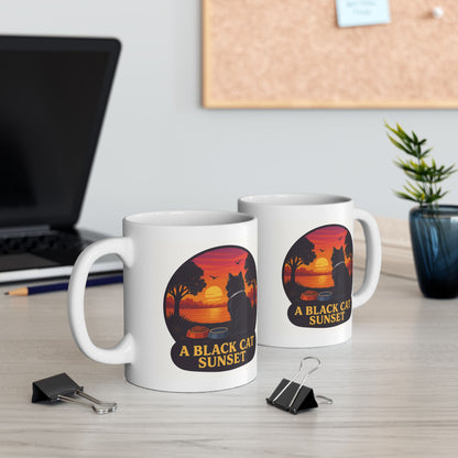 A Black Cat Sunset-Inspired Ceramic Mug - Perfect for Coffee Lovers - Chubby Little Cheeks Co.
