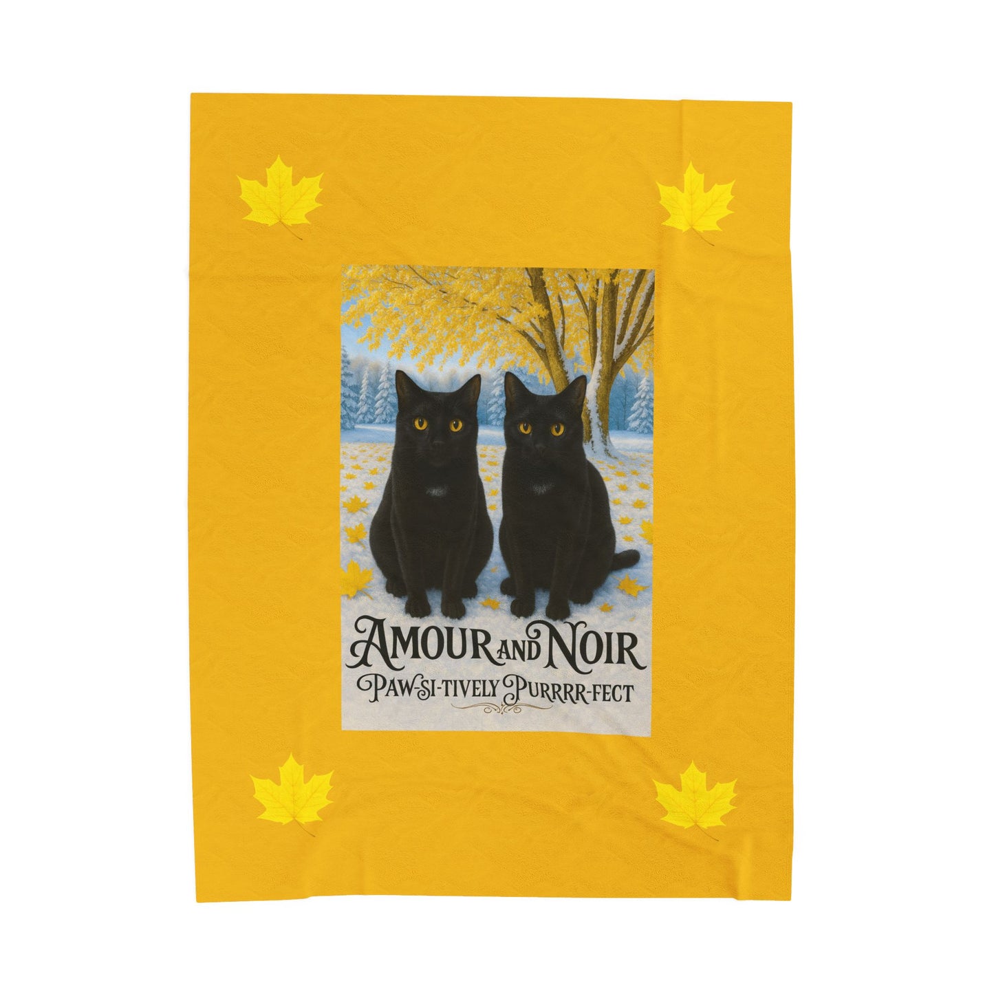 Amour and Noir Black Cats - Autumn Velveteen Blanket