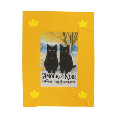 Amour and Noir Black Cats - Autumn Velveteen Blanket