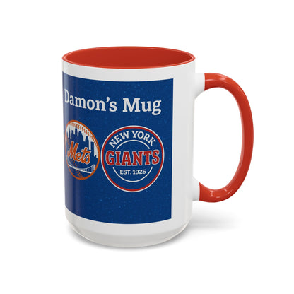 Personalized Baseball Fan Coffee Mug — "Damon's Mug" Mets & Giants Accent Cup - Chubby Little Cheeks Co.