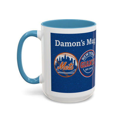 Personalized Baseball Fan Coffee Mug — "Damon's Mug" Mets & Giants Accent Cup - Chubby Little Cheeks Co.