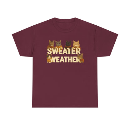 Sweater Weather Cat Tee, Cute Fall Apparel - Chubby Little Cheeks Co.