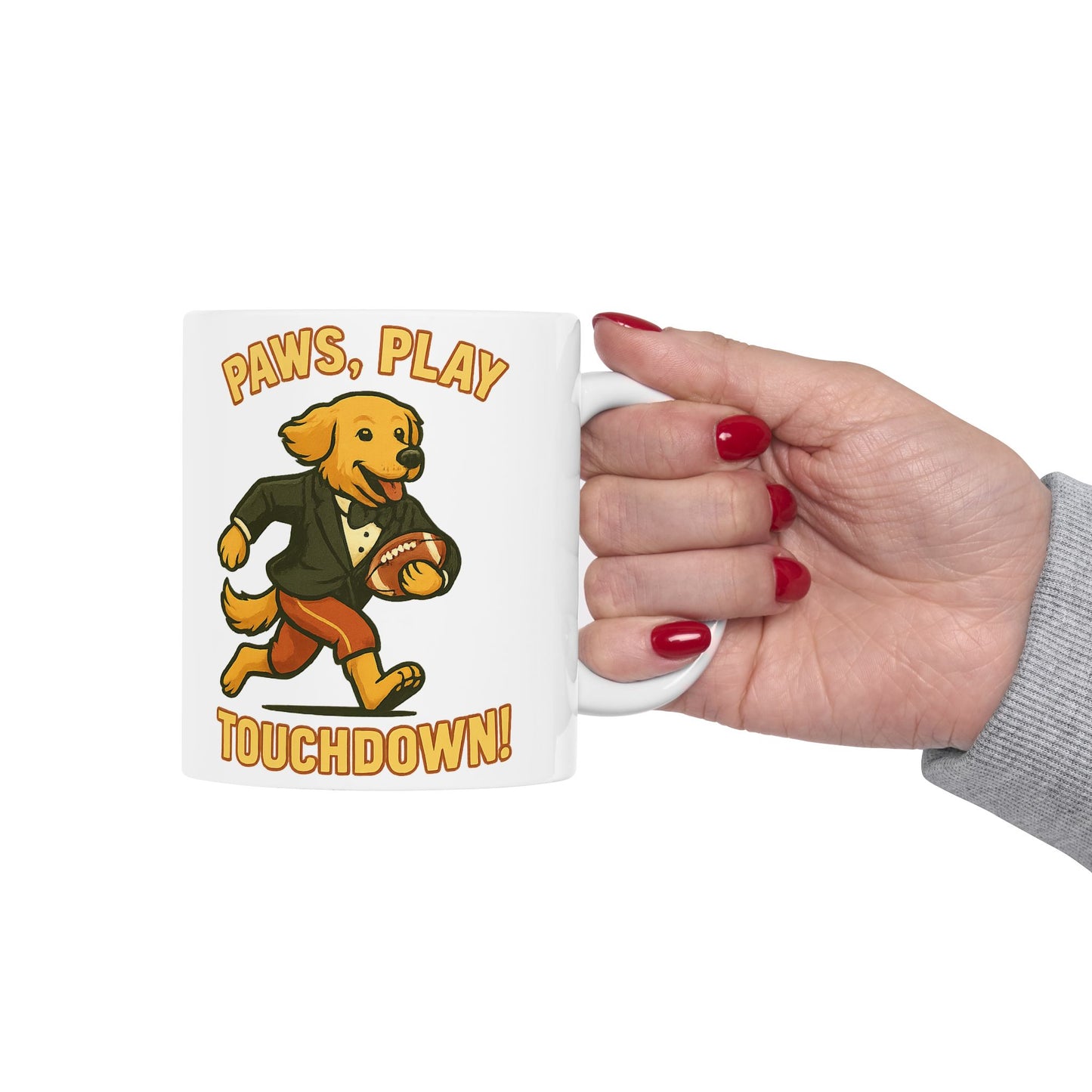 Paws Play Touchdown- Fun Ceramic Mug - Chubby Little Cheeks Co.