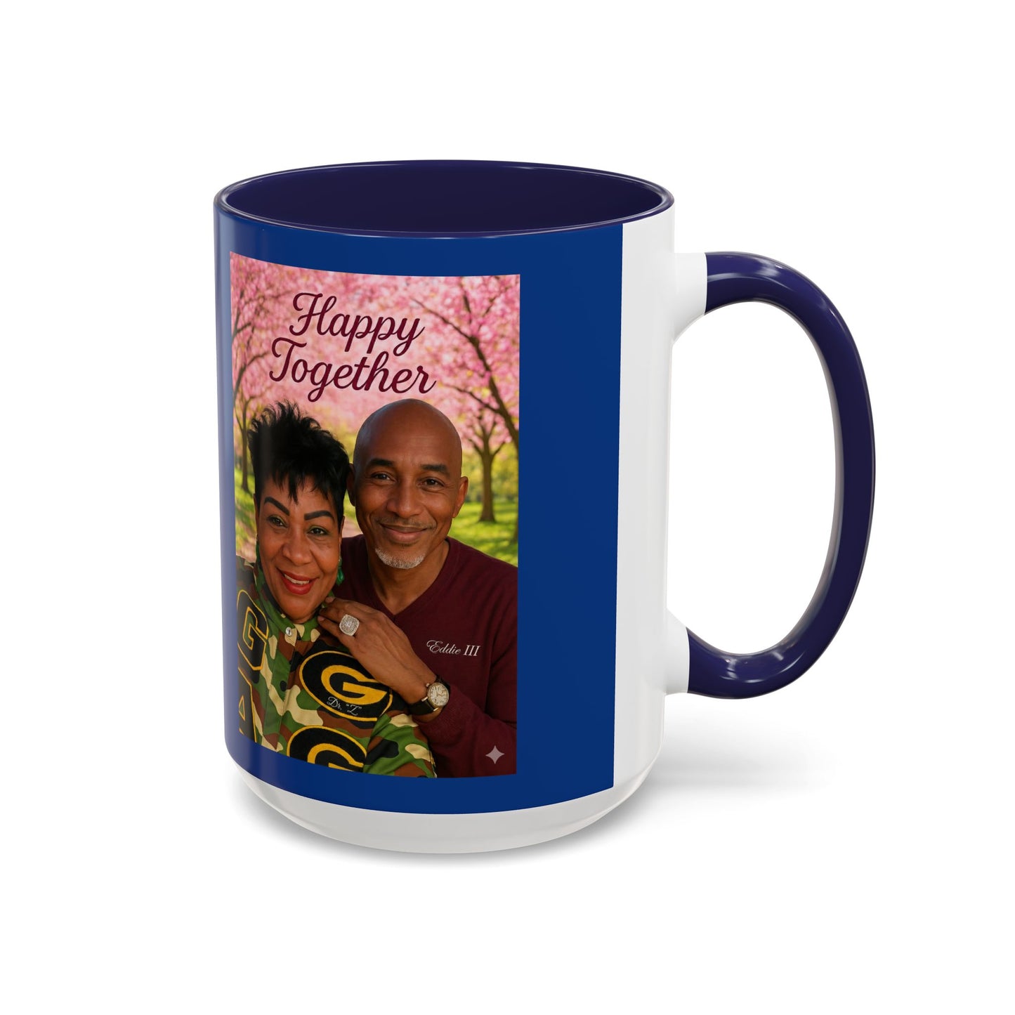 Photo Accent Coffee Mug — "Happy Together" Personalized Couple Gift