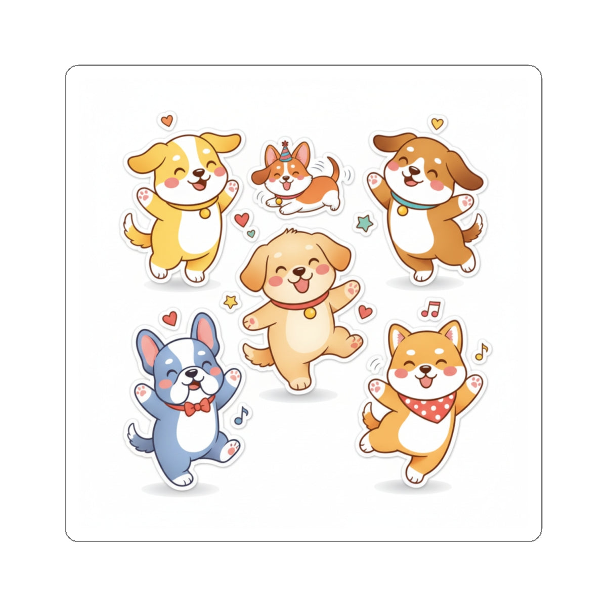 Cute Dancing Dogs Kiss-Cut Sticker Pack — Corgi & Puppy Vinyl Decals - Chubby Little Cheeks Co.