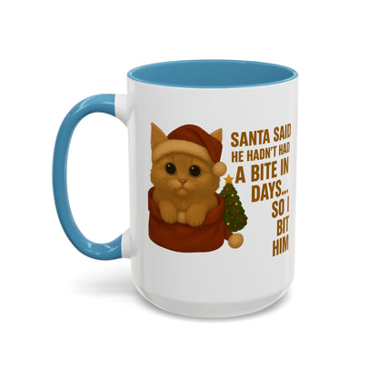 Orange Kitten Christmas Mug - Santa Bite Quote