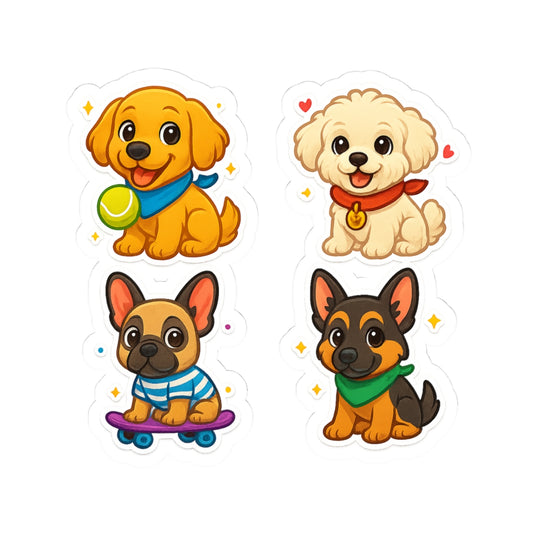 Everyday Puppy Sticker Pack for Kids – Golden Retriever, Maltipoo, French Bulldog & German Shepherd - Perfect for Pet Lovers and Enthusiasts