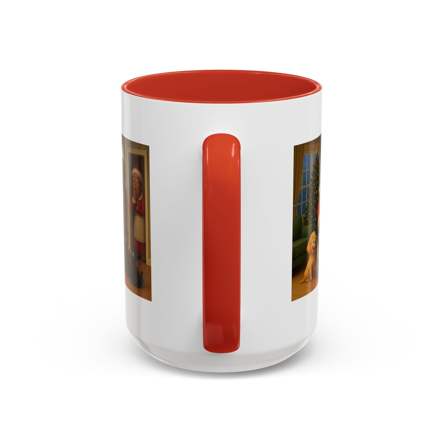 Dance Break for (Blk) Santa Coffee Mug — Festive Christmas Santa & Dogs Holiday Mug (15oz)