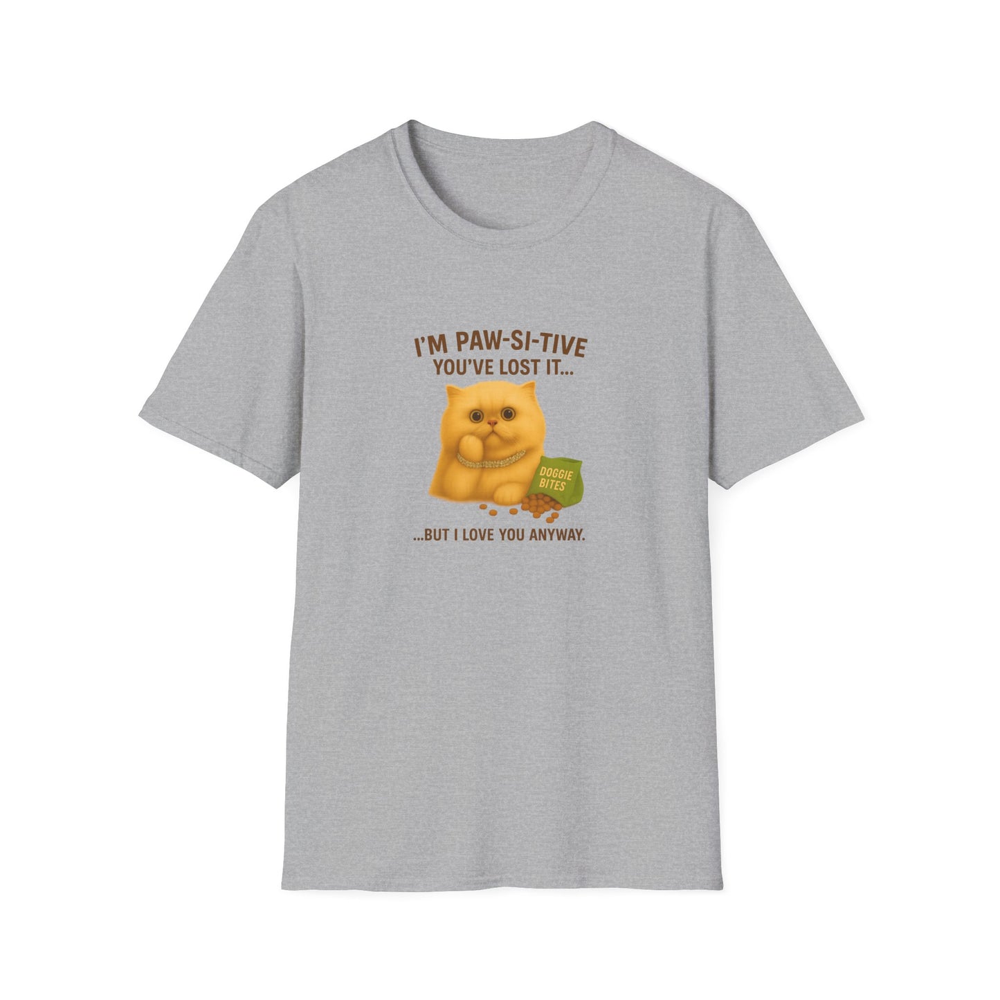 I’m Paw-si-tive You’ve Lost It Cat T-Shirt – Funny Persian Cat With Doggie Treats - Chubby Little Cheeks Co.