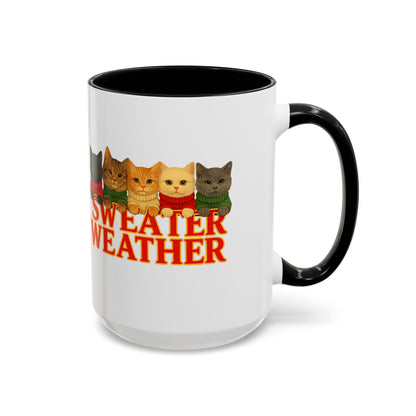 Sweater Weather Mug — Cute Kittens in Sweaters Accent Coffee Mug (150z) - Chubby Little Cheeks Co.