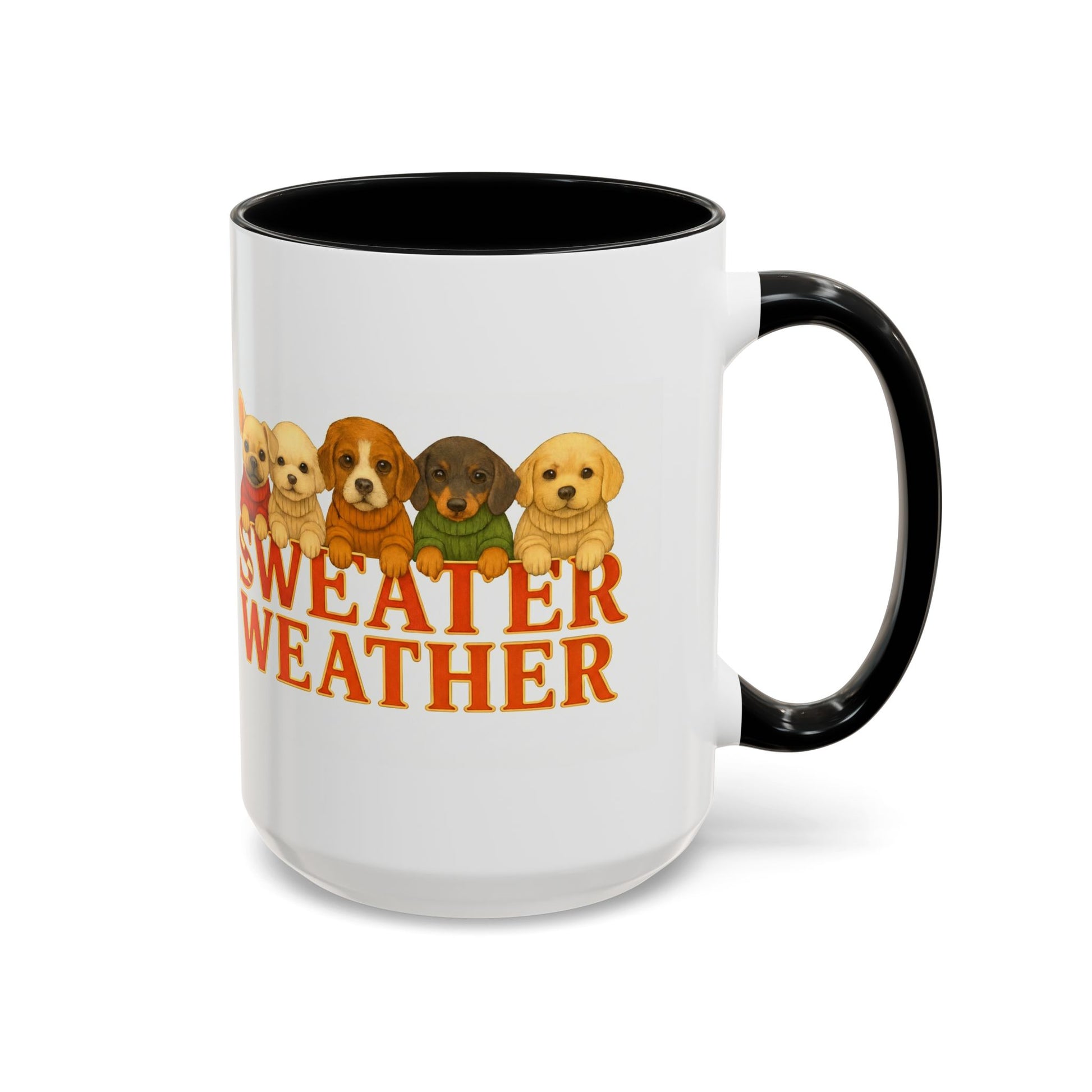 Sweater Weather Mug — Cute Puppies in Sweaters Accent Coffee Mug (150z) - Chubby Little Cheeks Co.