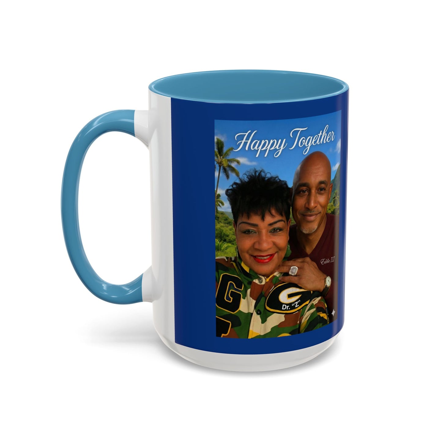 Photo Accent Coffee Mug — "Happy Together" Personalized Couple Gift