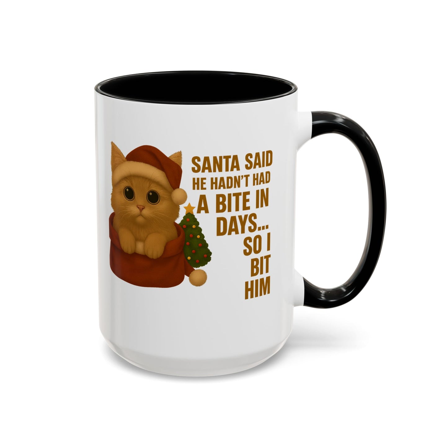 Orange Kitten Christmas Mug - Santa Bite Quote