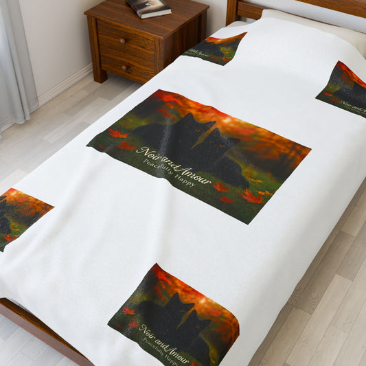 Noir and Amour Velveteen Plush Blanket - Cozy