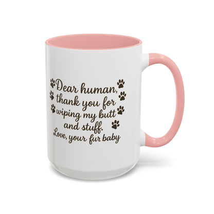"Dear human, thank you for wiping my butt and stuff" Paw Print Pet Gift