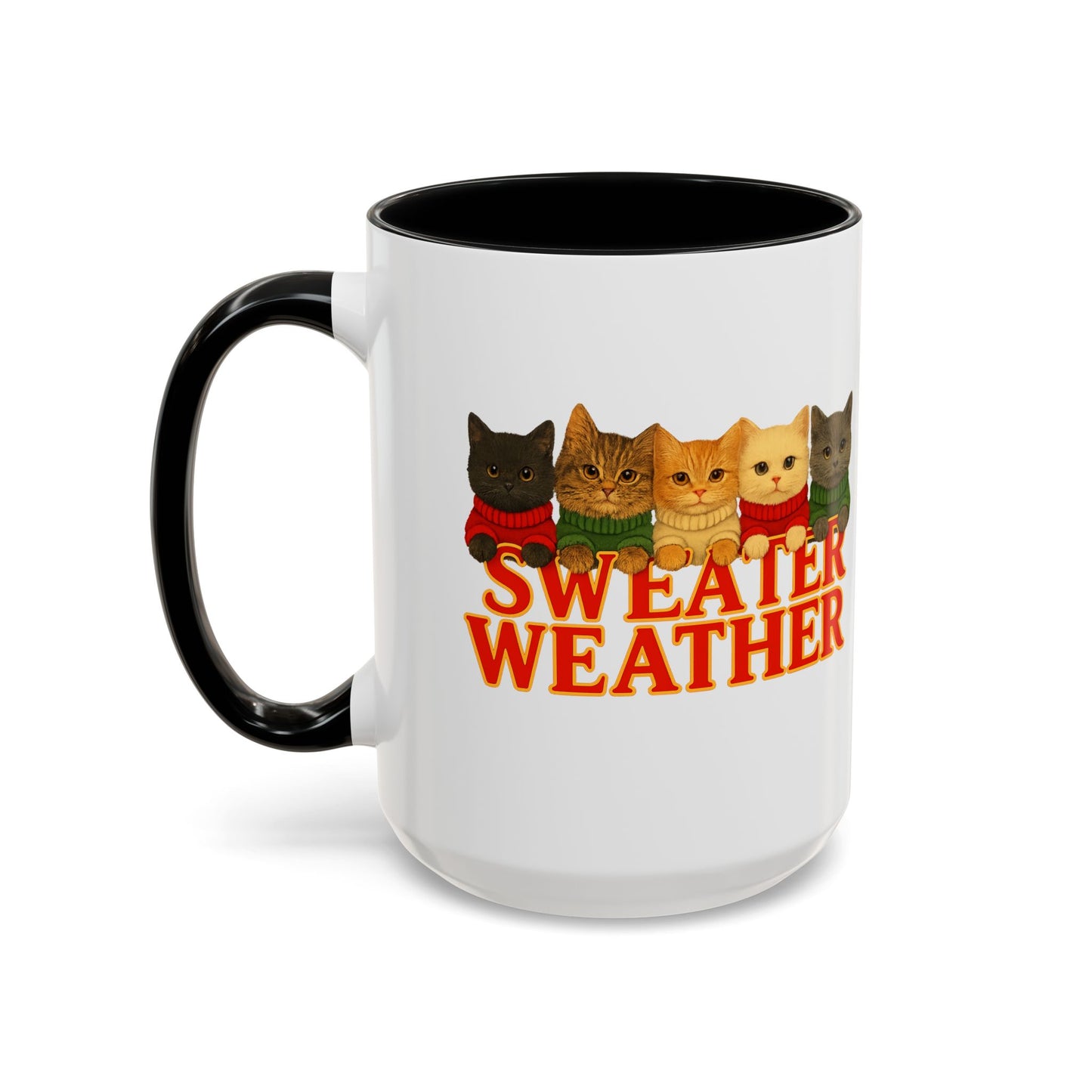 Sweater Weather Mug — Cute Kittens in Sweaters Accent Coffee Mug (150z) - Chubby Little Cheeks Co.