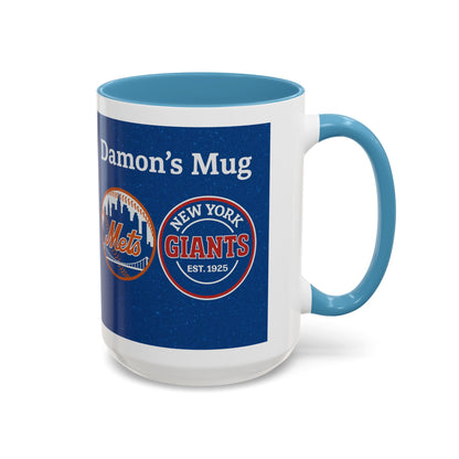 Personalized Baseball Fan Coffee Mug — "Damon's Mug" Mets & Giants Accent Cup - Chubby Little Cheeks Co.
