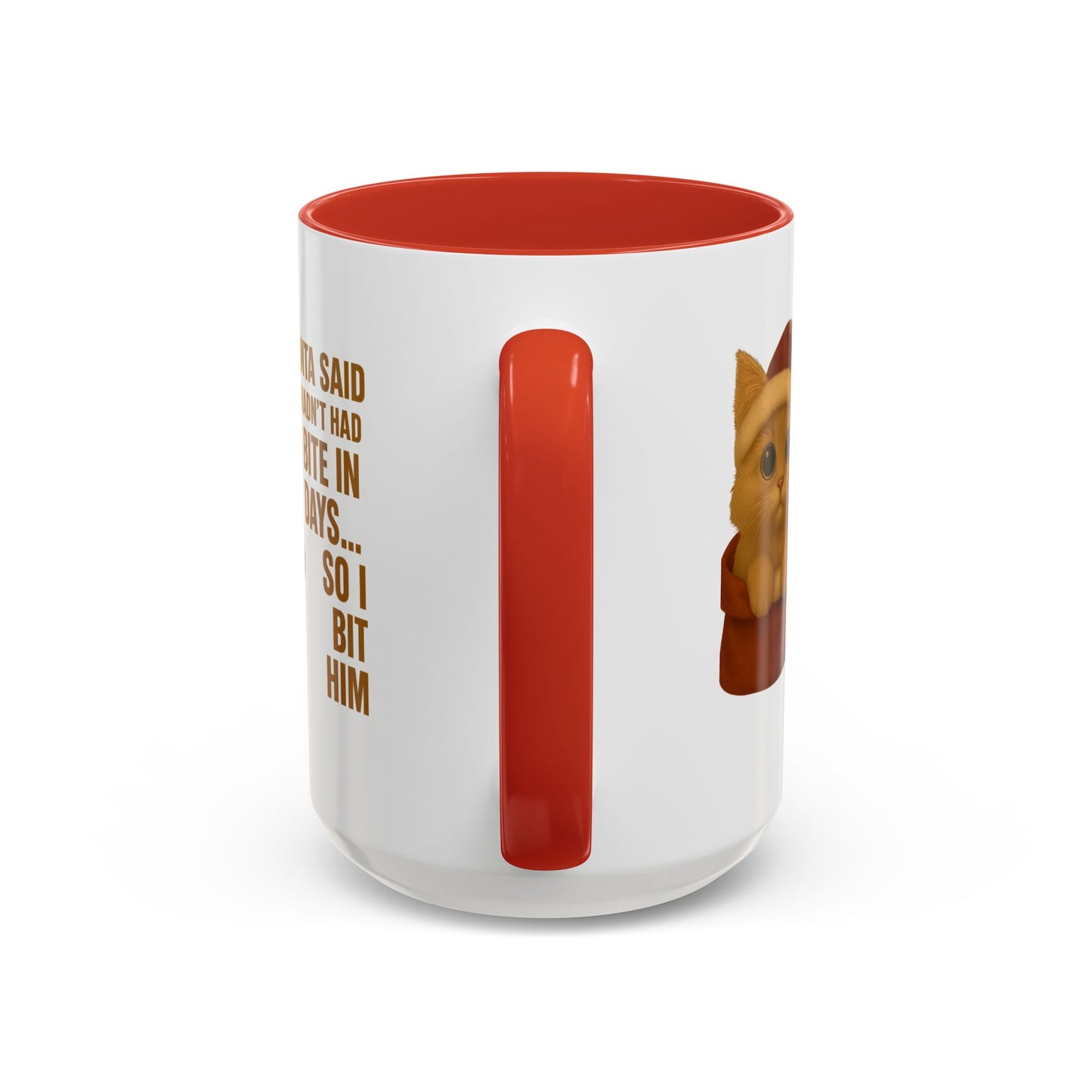 Orange Kitten Christmas Mug - Santa Bite Quote
