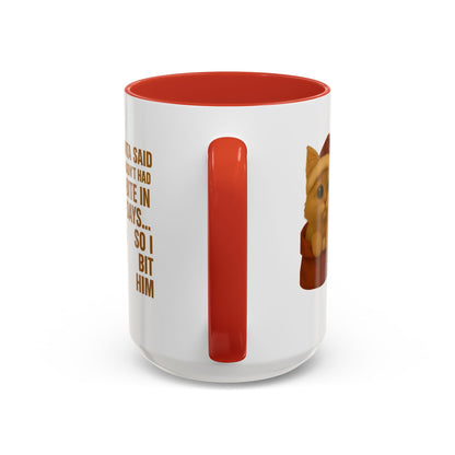 Orange Kitten Christmas Mug - Santa Bite Quote