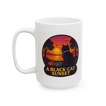 A Black Cat Sunset-Inspired Ceramic Mug - Perfect for Coffee Lovers - Chubby Little Cheeks Co.