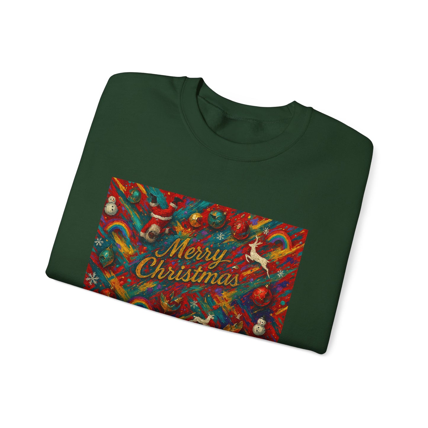 Merry Christmas Pattern Crewneck Sweatshirt — Festive Candy Cane Holiday Sweater