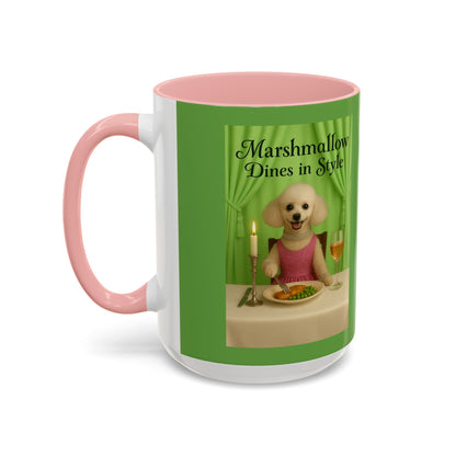 Marshmallow Does The Tango Coffee Mug — Cute Dancing Dog Accent Mug (11/15oz)