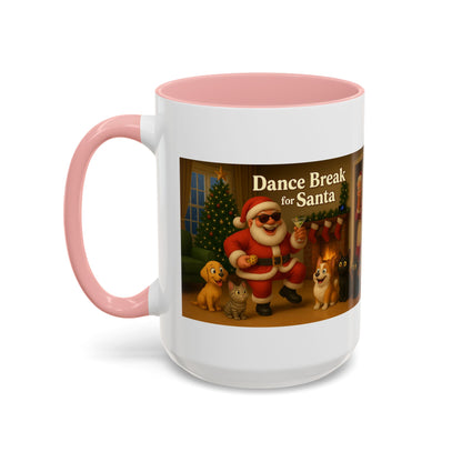 Dance Break for(classic) Santa Coffee Mug — Festive Christmas Santa & Pets Accent Mug (15oz)