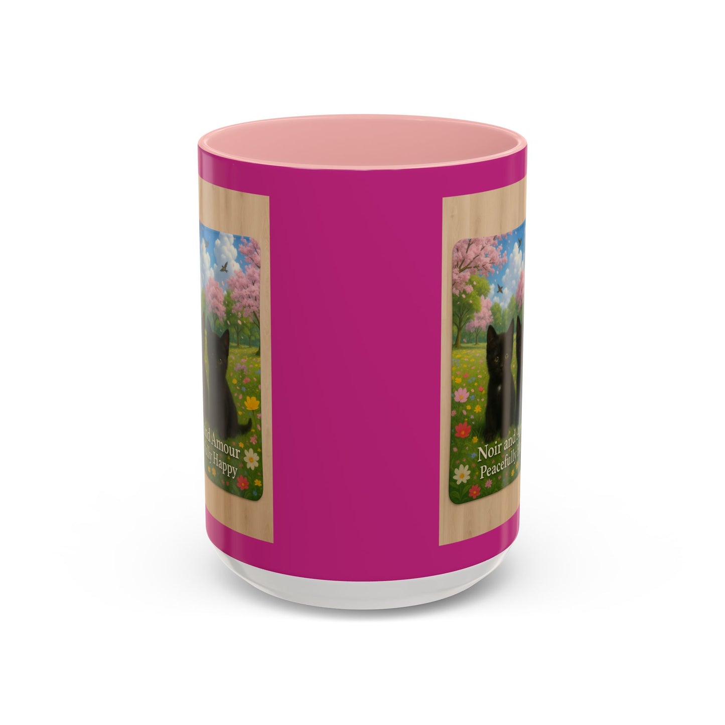 Noir and Amour Peacefully Happy - Black Cat Coffee Mug